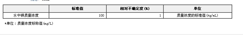 镁单元素溶液标准物质